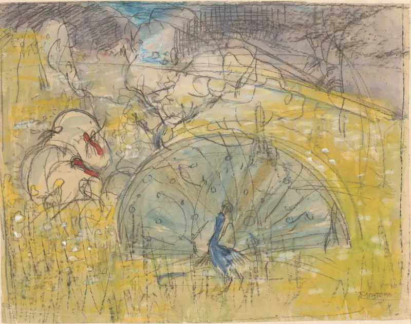 Prunkender Pfau und zwei Truthähne, 1873 – Nr. 1 von Theo van Hoytema