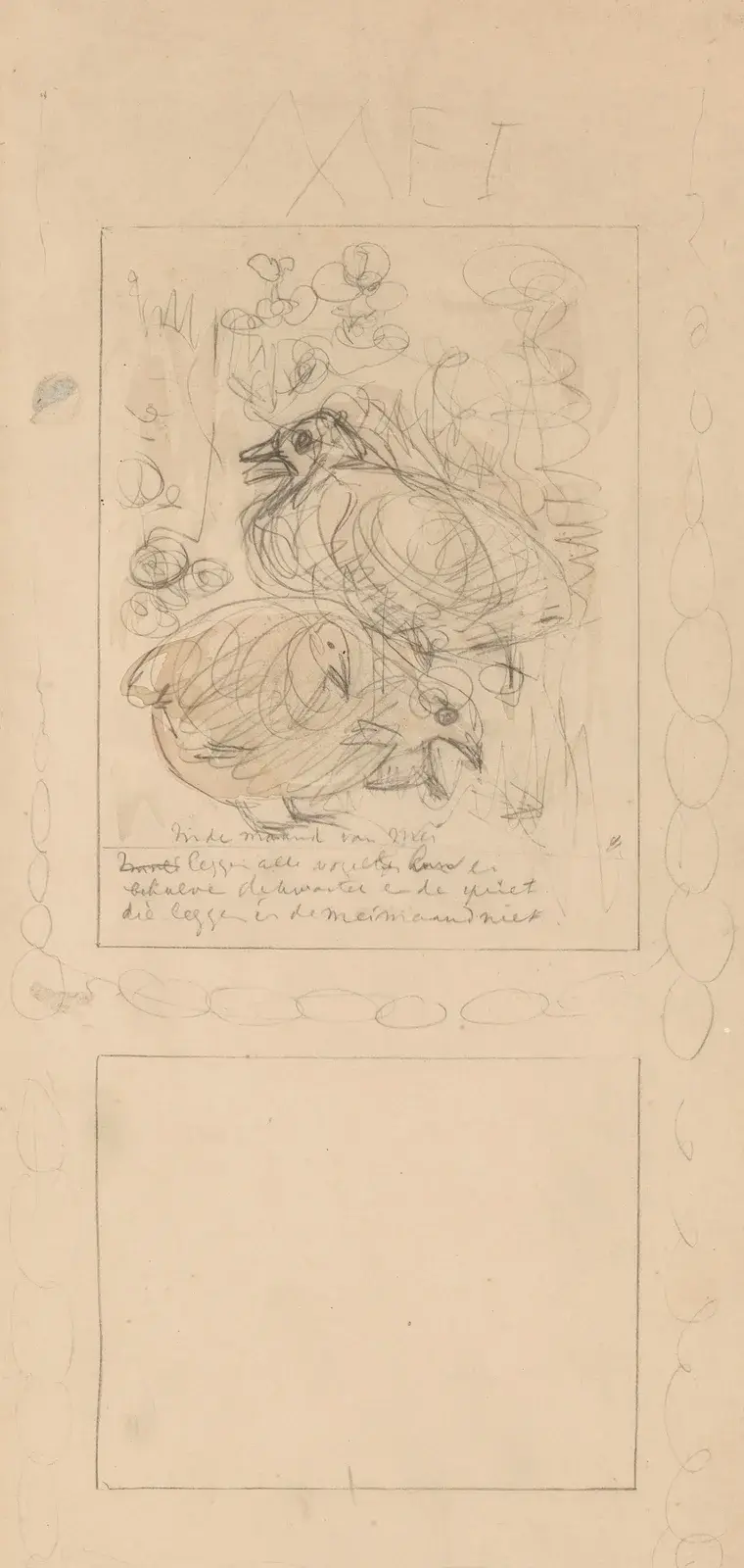 Skizze für ein nicht verwendetes Design für das Maiblatt im Kalender 1907 von Theo van Hoytema