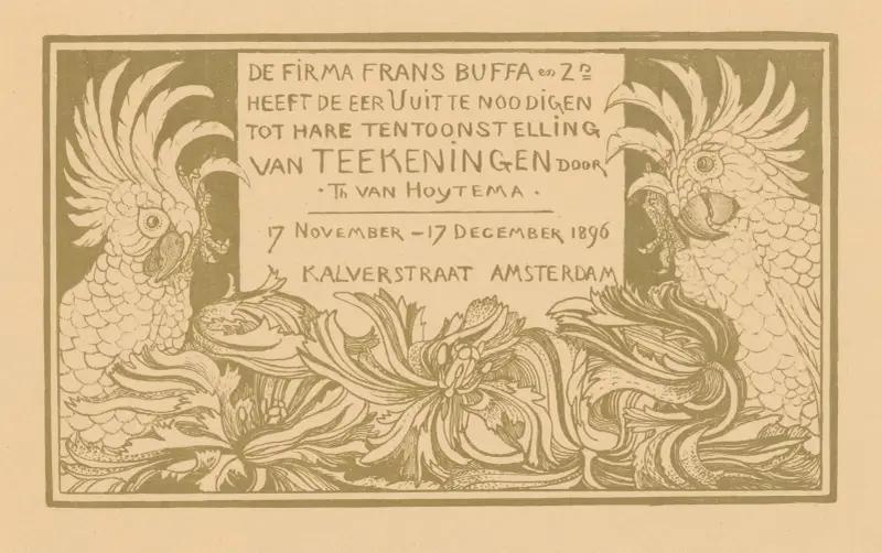 Einladung mit zwei Kakadus (vor oder im Jahr 1896) von Theo van Hoytema