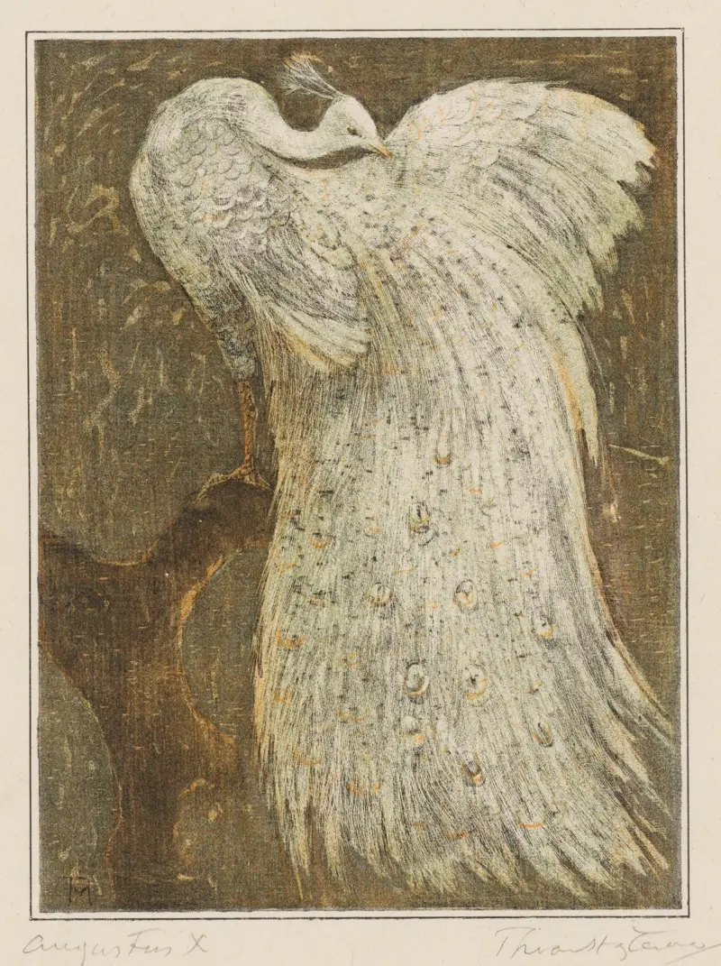 Weißer Pfau auf dem Dach von Theo van Hoytema
