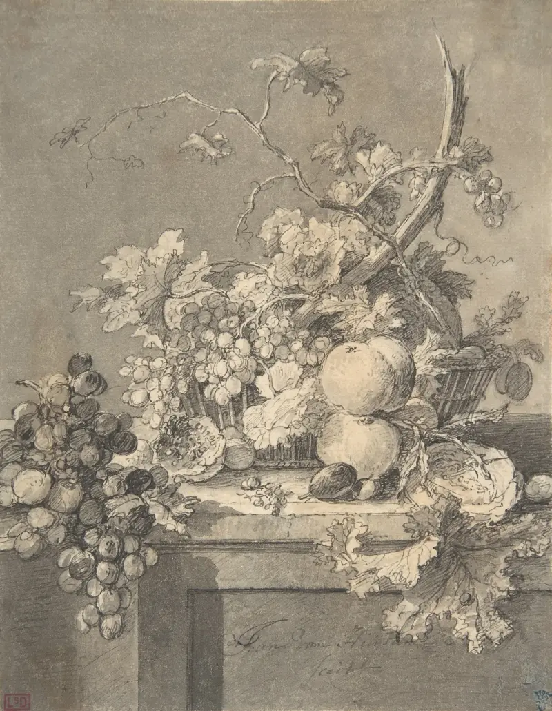 En korg med frukt av Jan van Huysum