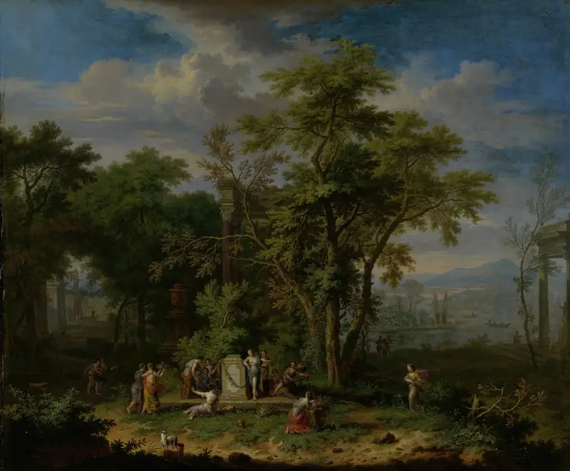 Arcadian Landscape with a Ceremonial Sacrifice av Jan van Huysum