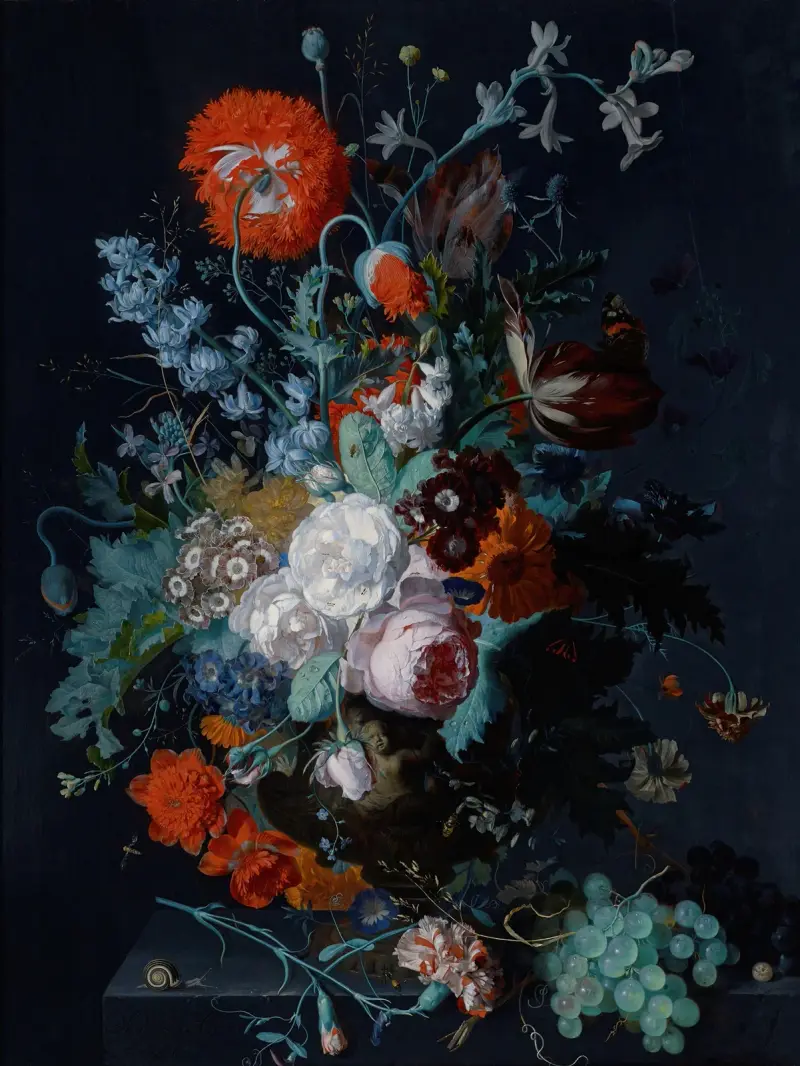 Stilleben med blommor och frukt av Jan van Huysum