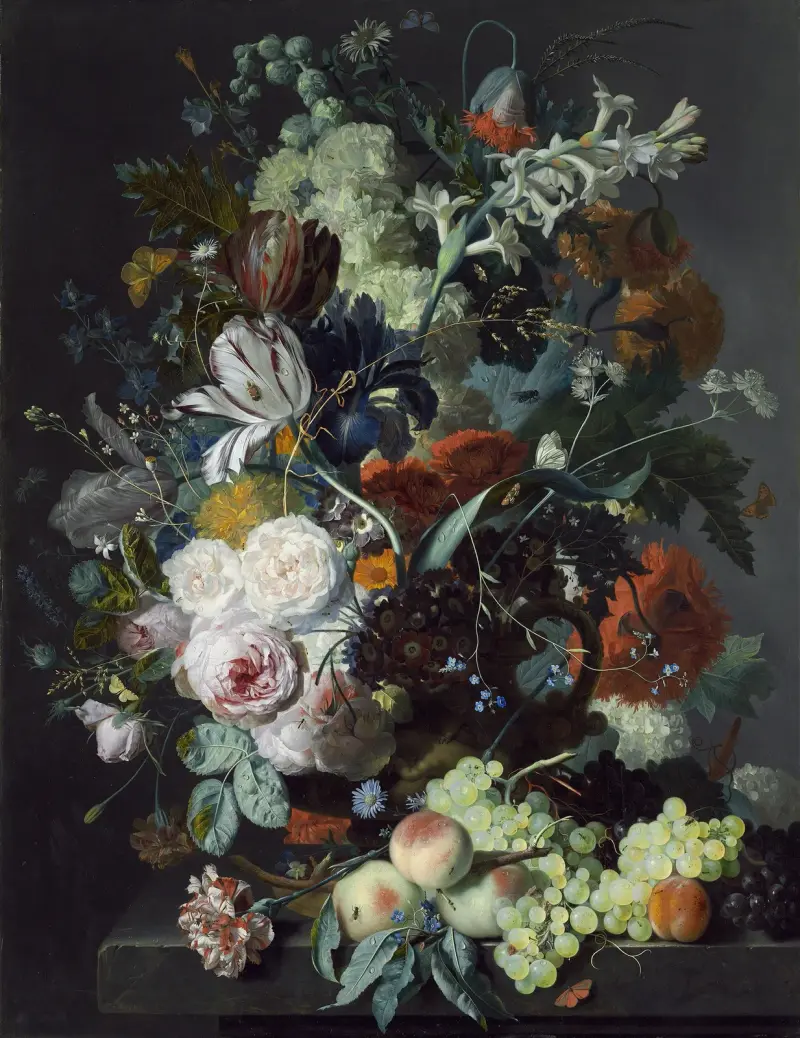Stilleben med blommor och frukt av Jan van Huysum