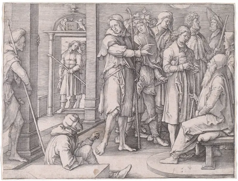 Joseph Interprets His Dream to Jacob av Lucas Van Leyden