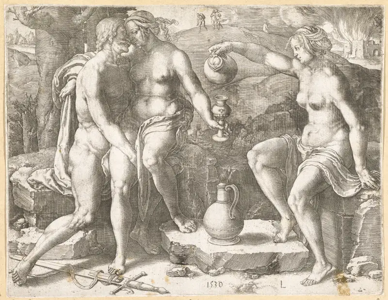 Lot und seine Töchter, 1530 – Nr. 1 von Lucas Van Leyden