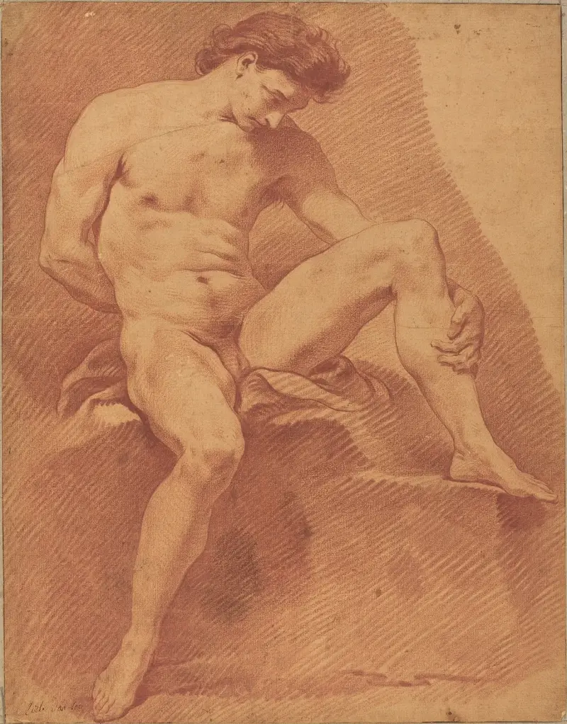 Sitzender männlicher Akt von Charles-André van Loo