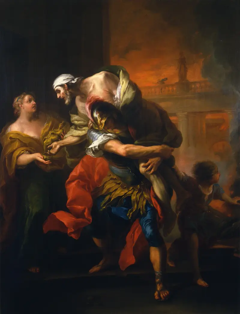 Aeneas Rescuing his Father from the Fire at Troy av Charles-André van Loo