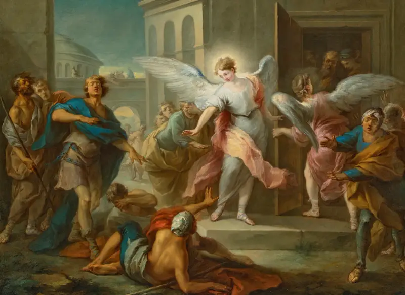 The Blinding of the Inhabitants of Sodom av Charles-André van Loo