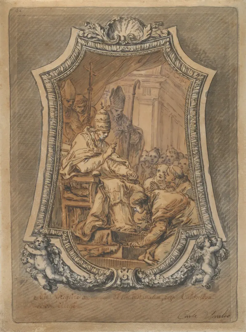 The Clergy of Rome Paying Homage to St. Gregory after His Investiture av Charles-André van Loo