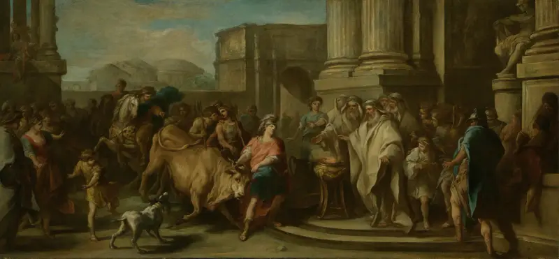 Theseus Taming the Bull of Marathon av Charles-André van Loo