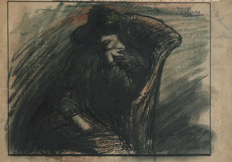 Augustine Pautre maskerad i en fåtölj av Eugeen Van Mieghem