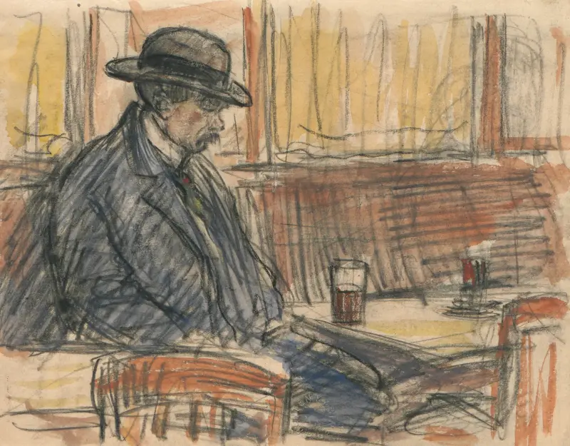 En gammal man på kafé av Eugeen Van Mieghem