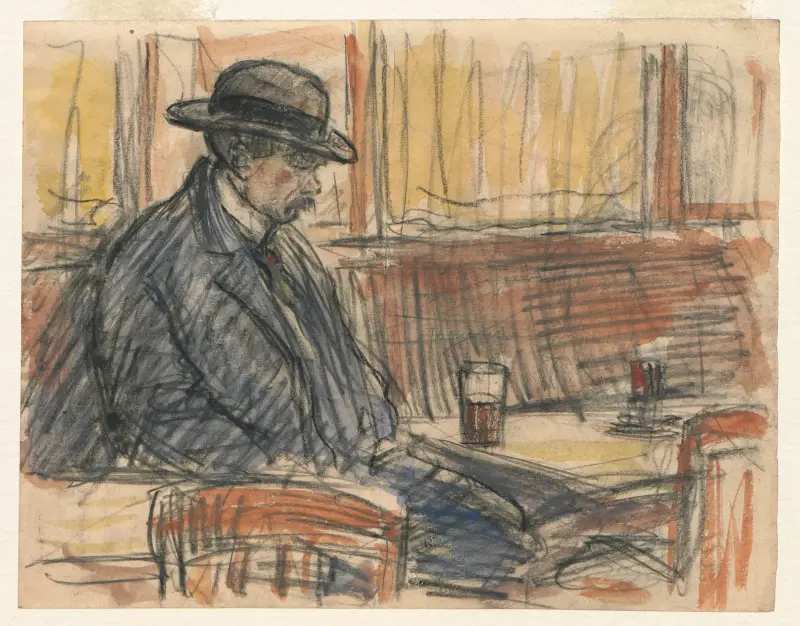 En gammal man på kafé av Eugeen Van Mieghem