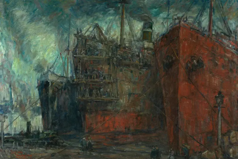 Beladene Schiffe im Hafen von Eugeen Van Mieghem