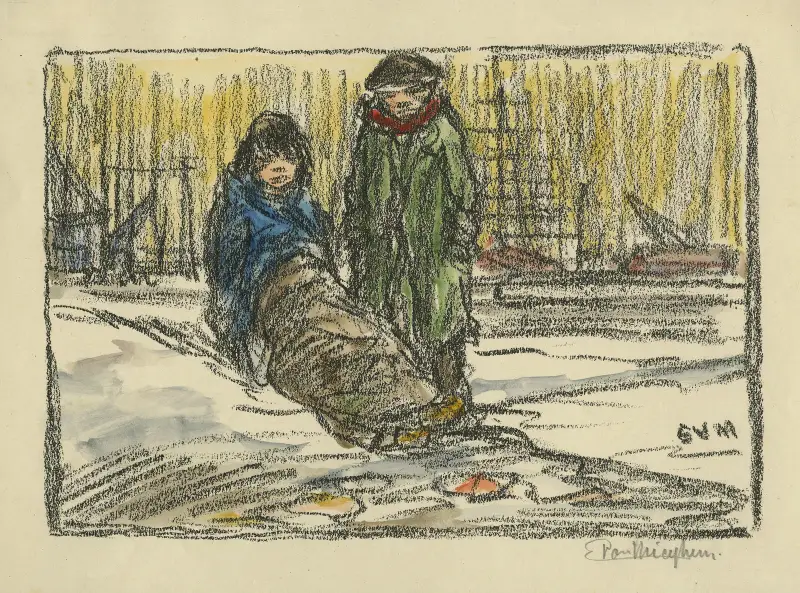 Vinter vid hamnen av Eugeen Van Mieghem