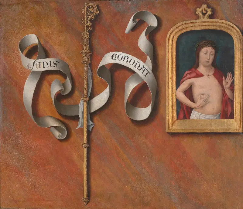 Trompe-l’oeil with Painting of The Man of Sorrows av Bernard van Orley