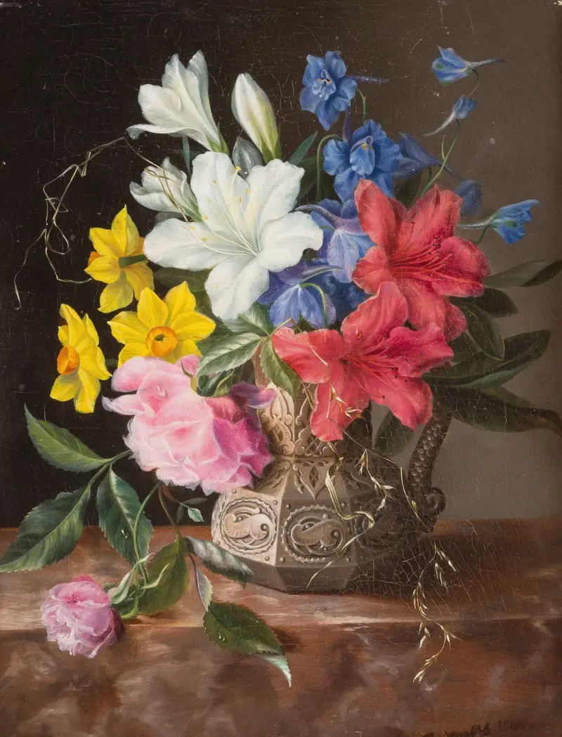 Blumenstillleben, 1848 von Georgius Jacobus Johannes van Os