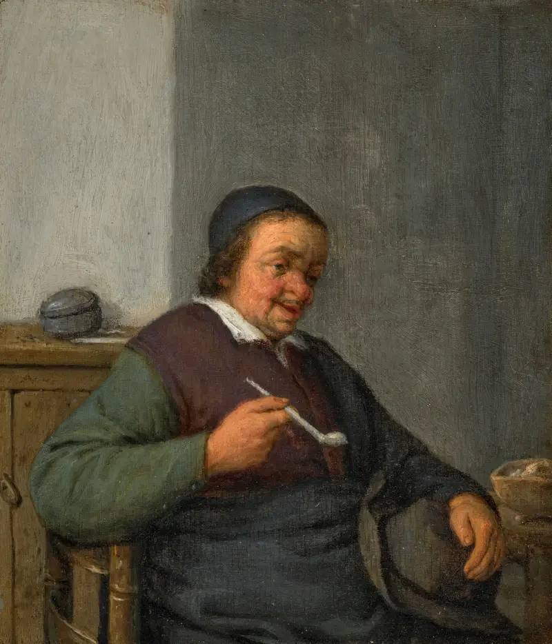 En man med pipa i en interiör av Adriaen van Ostade