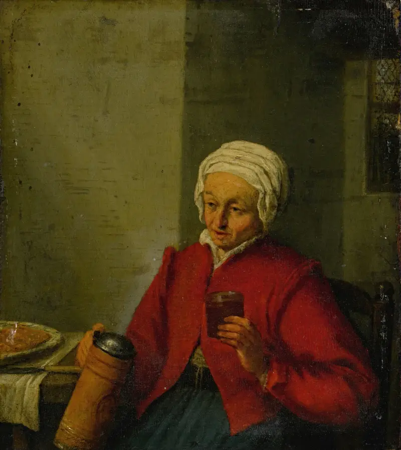 Kvinna med kanna och bägare av Adriaen van Ostade