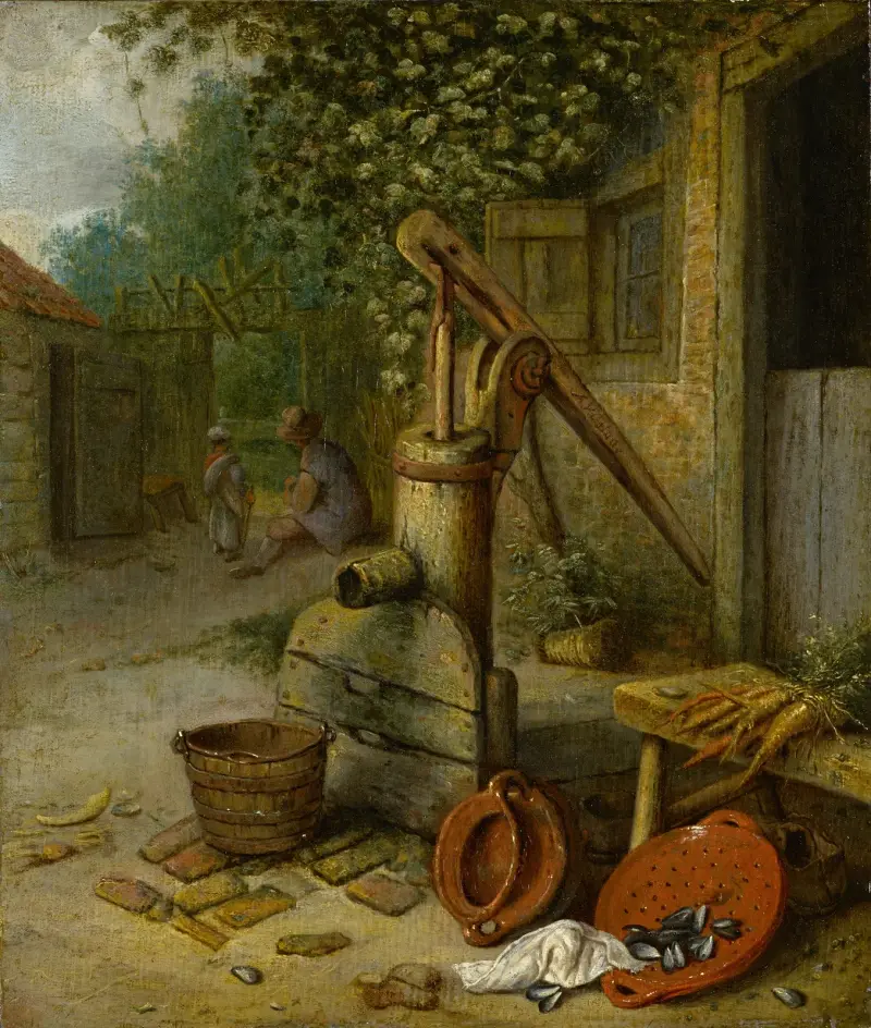 Gårdsplan med pumpbrunn av Adriaen van Ostade