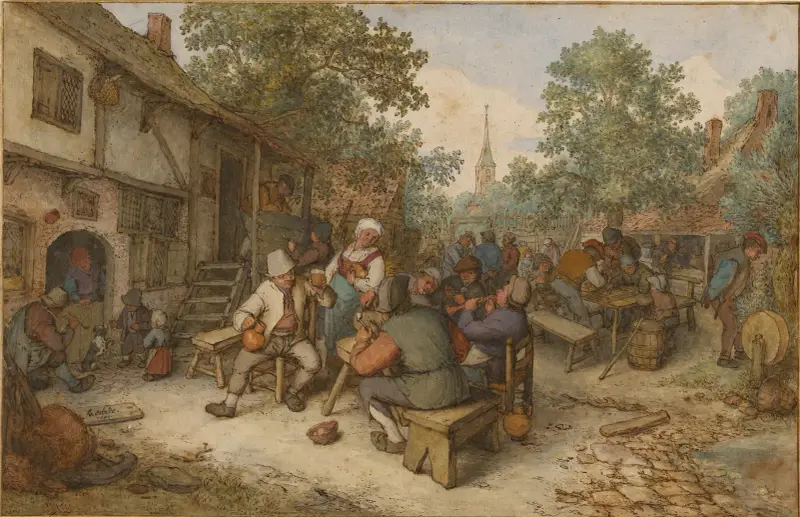 Peasant Festival on a Town Street av Adriaen van Ostade