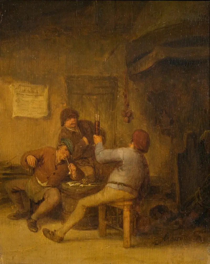 Bauern beim Trinken und Rauchen von Adriaen van Ostade