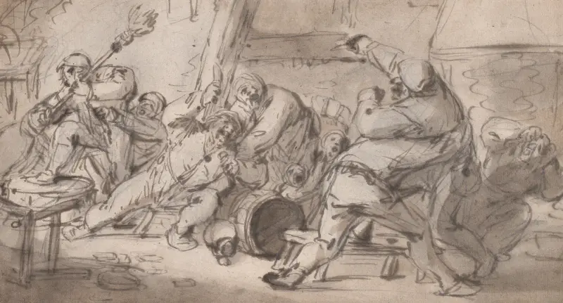 Bönder slåss på en krog (mitten av 1600-talet) av Adriaen van Ostade
