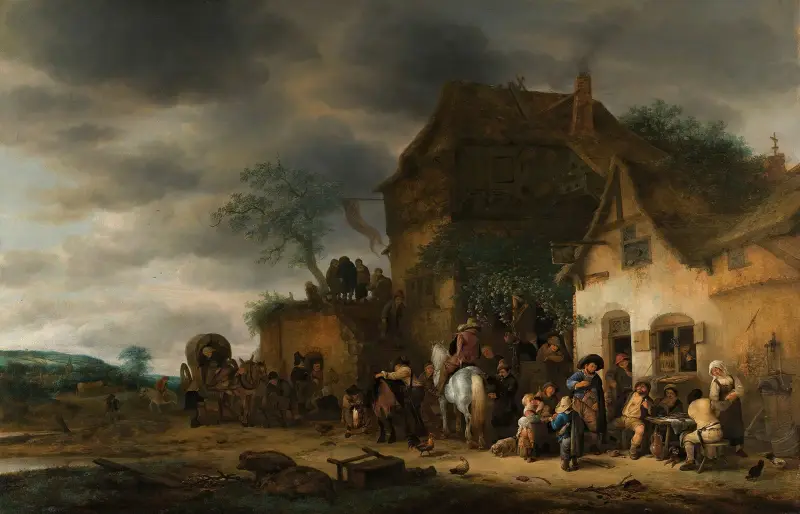 Travellers Halted At A Country Inn av Adriaen van Ostade