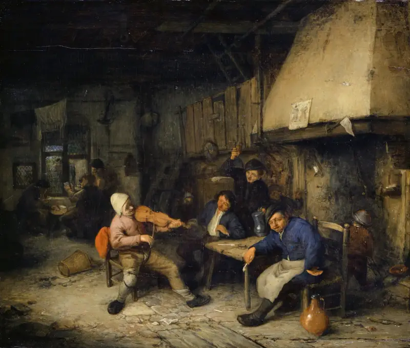 Violin Player and Drinking Farmers in a Tavern II av Adriaen van Ostade