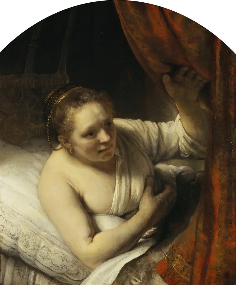 A Woman in Bed av Rembrandt van Rijn