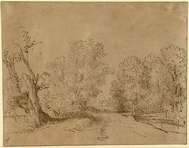 Zalesněná cesta, Rembrandt van Rijn