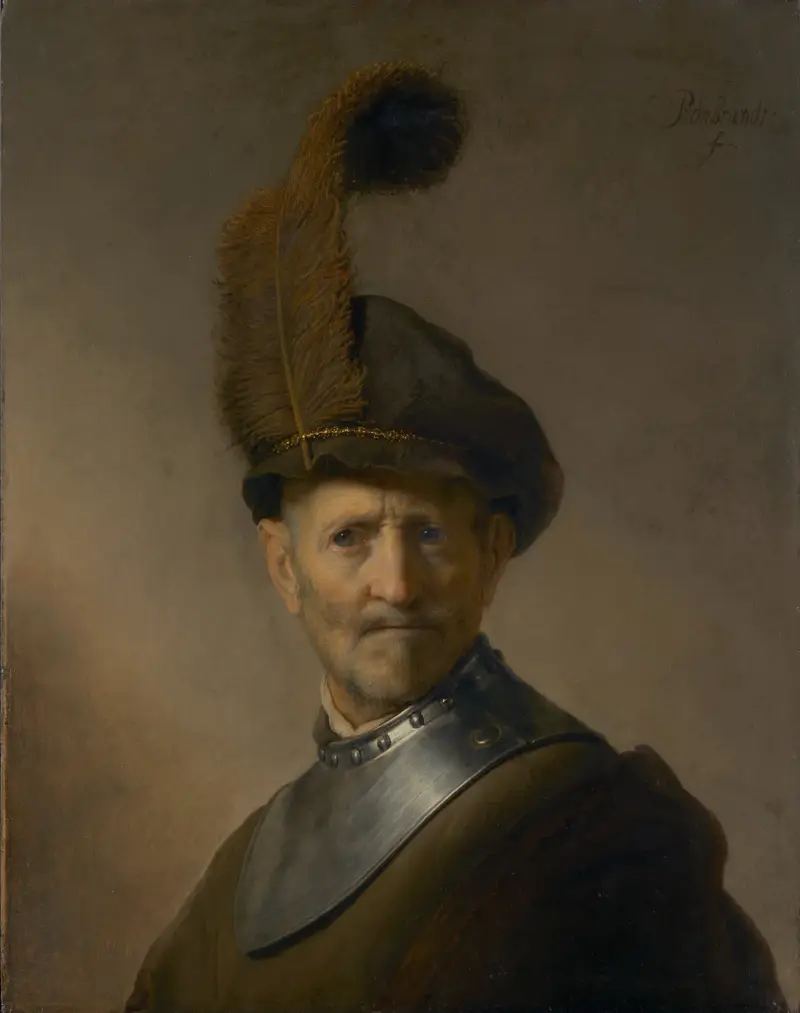 Gammal man i militärdräkt av Rembrandt van Rijn