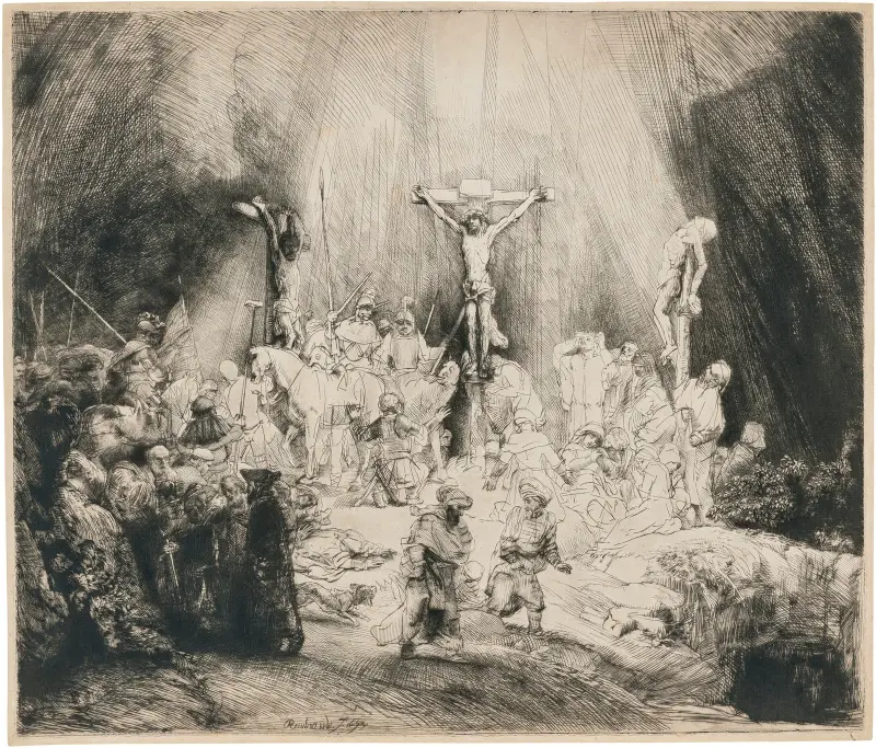Christ crucified between the two Thieves: ‘The Three Crosses’, 1653 – nr 3 av Rembrandt van Rijn