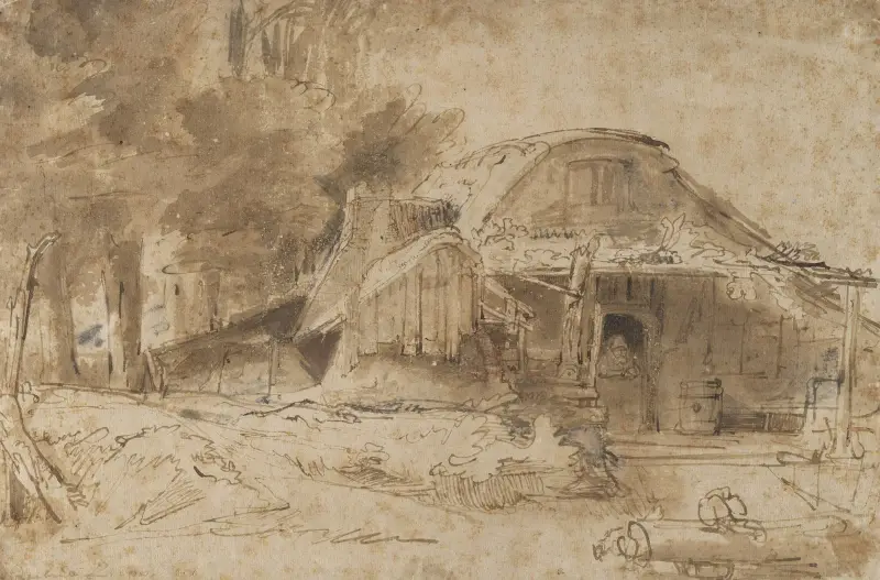 Cottage near the Entrance to a Wood av Rembrandt van Rijn