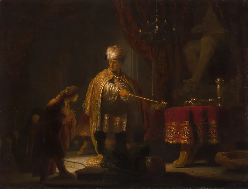 Daniel and Cyrus Before the Idol Bel av Rembrandt van Rijn