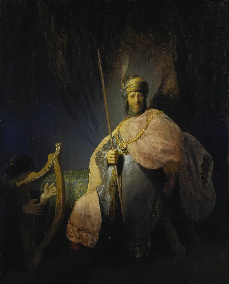 David spelar harpa inför Saul av Rembrandt van Rijn