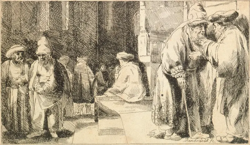 Żydzi w synagodze, Rembrandt van Rijn