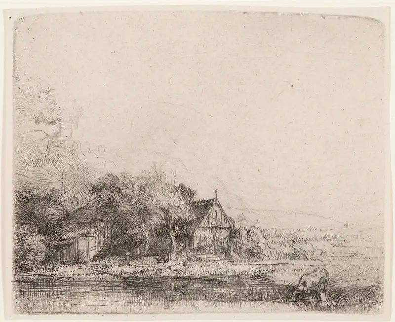 Krajina s krávou, Rembrandt van Rijn