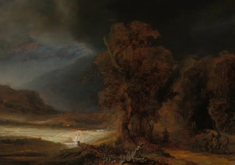 Landscape with the Parable of the Good Samaritan av Rembrandt van Rijn