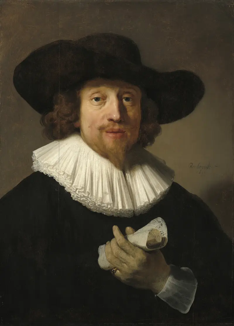 Man med notblad av Rembrandt van Rijn