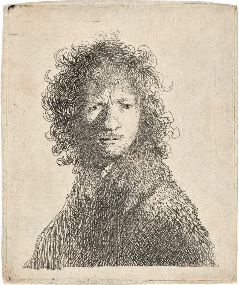 Autoportret z zmarszczonym czołem: popiersie, Rembrandt van Rijn