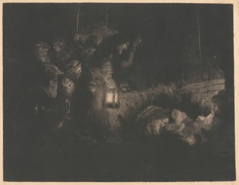 The Adoration of the Shepherds; A Night Piece av Rembrandt van Rijn