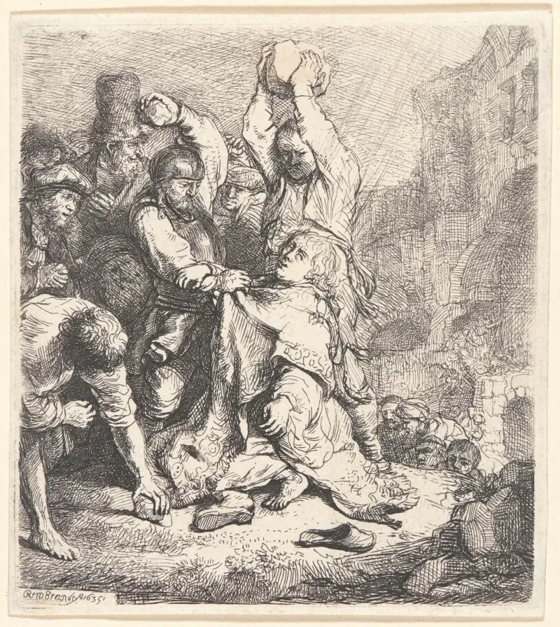The Stoning of St. Stephen av Rembrandt van Rijn