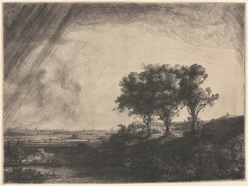 Tři stromy, Rembrandt van Rijn