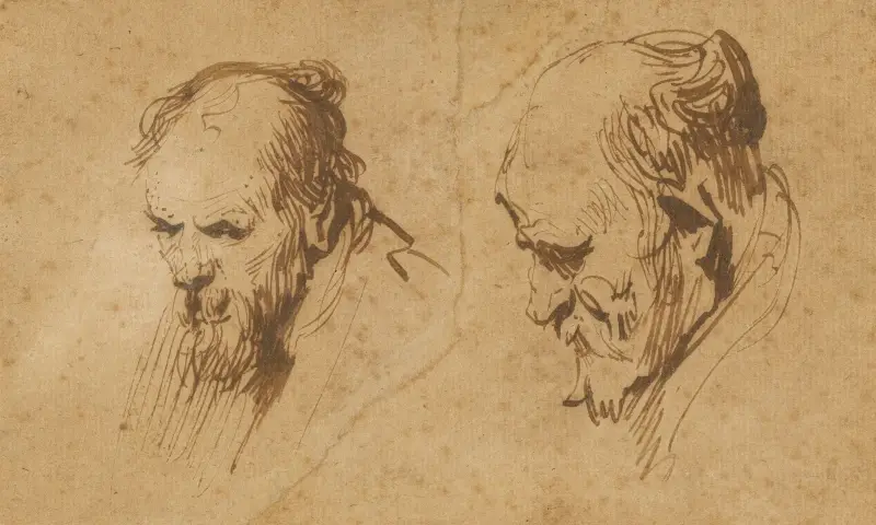 Two Studies of the Head of an Old Man av Rembrandt van Rijn