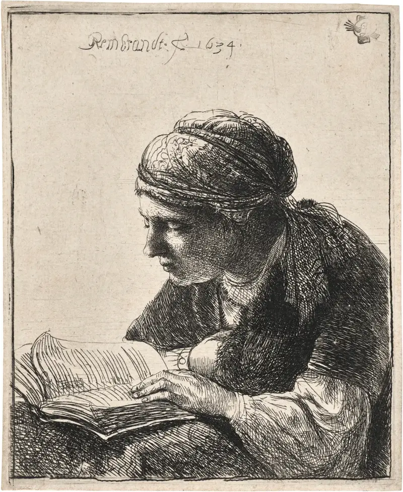 Lesende Frau, 1634 von Rembrandt van Rijn