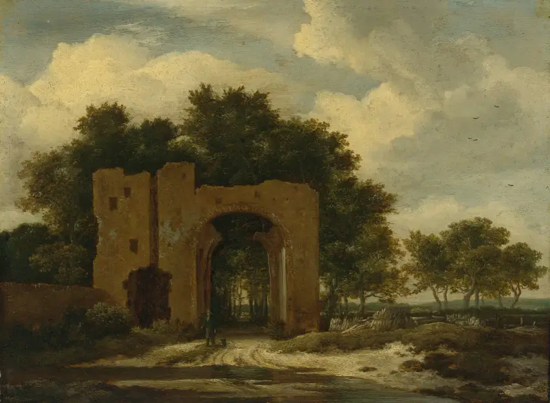 En ruinerad slottsport, möjligen valvet vid Huis ter Kleef av Jacob van Ruisdael