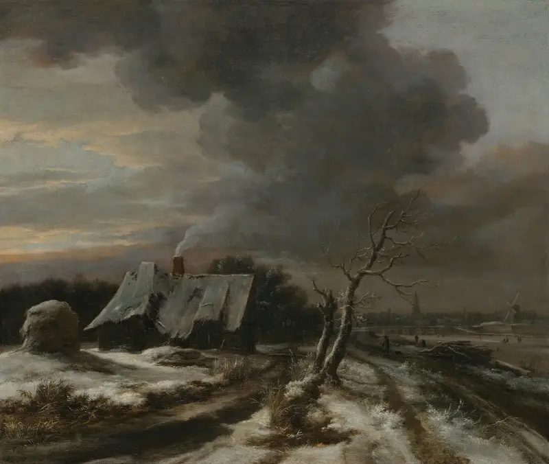 Vinterlandskap med utsikt över floden Amstel och Amsterdam i fjärran av Jacob van Ruisdael