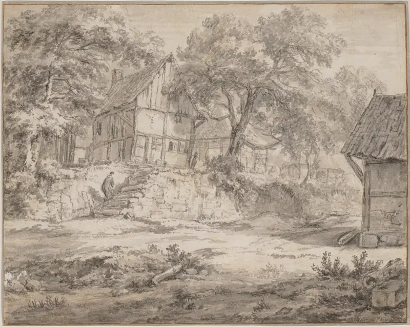 Chalupy mezi stromy, Jacob van Ruisdael